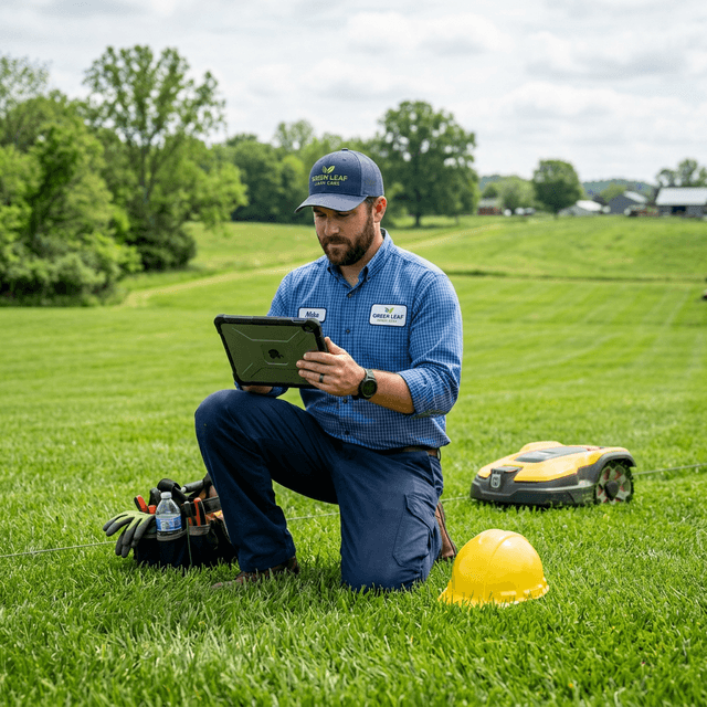 Service professional using CrewCord on a tablet in the field